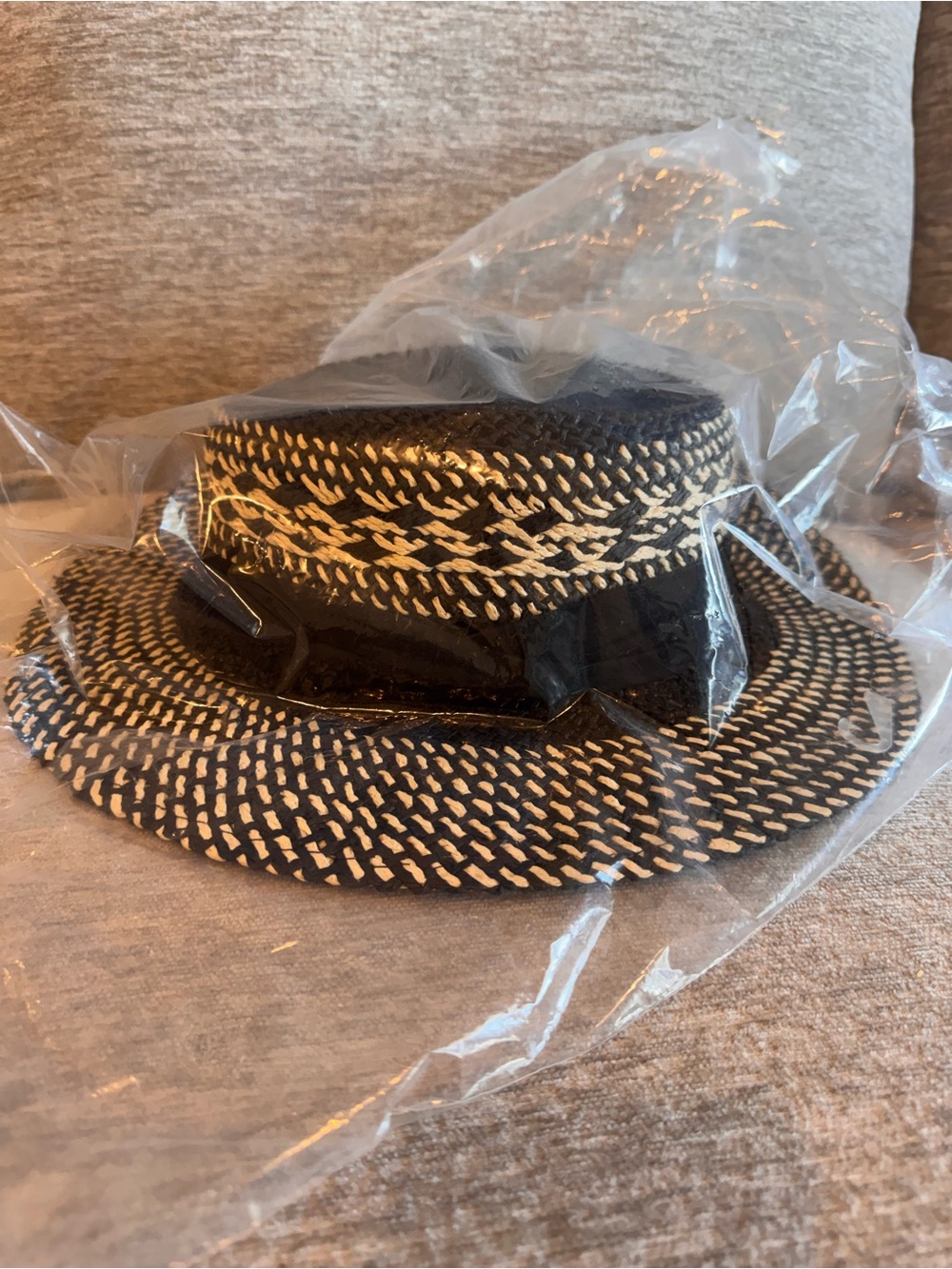 Skyline Woven Flat-Top Boater Fedora Straw Hat - New In Bag